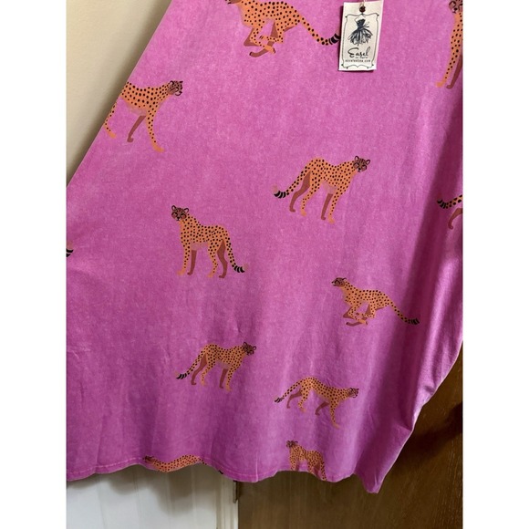 NEW Easel Mineral Wash Pink Cheetah T-shirt Shift Dress Pockets 2X New With Tags - Picture 7 of 13